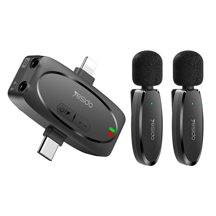 YESIDO KR15 Doppio microfono lavalier wireless a bassa latenza con ricevitore 3 in 1, KR15 YESIDO KR15 Doppio microfono lavalier wireless a bassa latenza con ricevitore 3 in 1, KR15